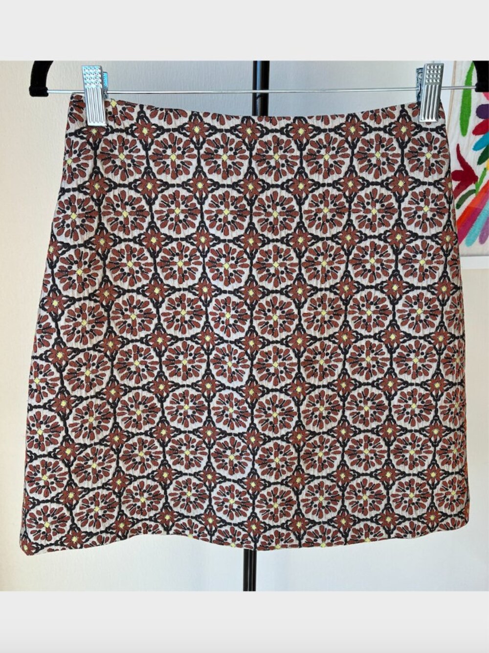 H&M Embroidered Floral A-Line Mini Skirt - Size 6